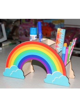Intra απο ξύλο plywood 3mm-4mm πάχος - Μολυβοθήκη Rainbow Desk Organizer Δίασταση 30x30 cm Intraeaxys-d1lv8pgo