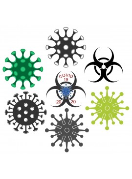 Intra απο ξύλο plywood 3mm-4mm πάχος - Λογότυπο Coronavirus Δίασταση 30x30 cm Intraeaxys-ro6ymq27