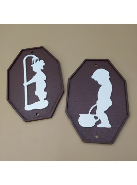 Intra απο ξύλο plywood 3mm-4mm πάχος - Αστεία σημάδια μπάνιου Δίασταση 30x30 cm Intraeaxys-pok3ym87