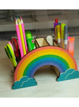 Intra απο ξύλο plywood 3mm-4mm πάχος - Βάση μολυβιού Rainbow Organizer γραφείου Δίασταση 30x30 cm Intraeaxys-zo9y6de7