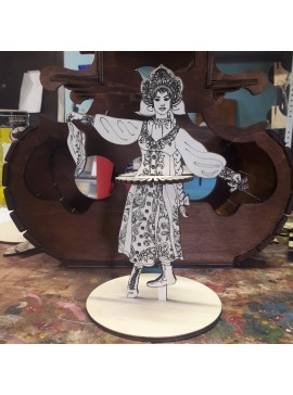 Intra απο ξύλο plywood 3mm-4mm πάχος - Κορίτσι θήκης χαρτοπετσέτας σε ρωσικό λαϊκό χορευτικό φόρεμα Δίασταση 30x30 cm Intraeaxys-qommdpro