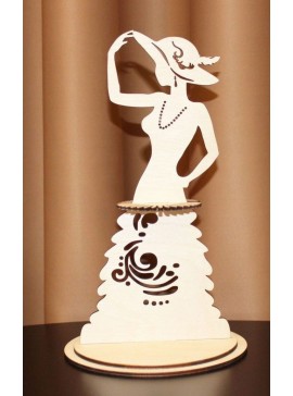 Intra απο ξύλο plywood 3mm-4mm πάχος - Θήκη χαρτοπετσέτας μόδας Lady In A Hat Δίασταση 30x30 cm Intraeaxys-voq2znjo