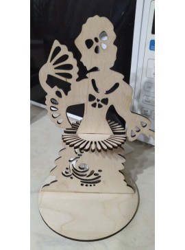 Intra απο ξύλο plywood 3mm-4mm πάχος - Κορίτσι με θήκη χαρτοπετσέτας βεντάλια Δίασταση 30x30 cm Intraeaxys-m1d6vxy7