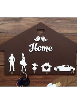 Intra απο ξύλο plywood 3mm-4mm πάχος - Ξύλινη κλειδοθήκη Προσωποποιημένη Κρεμάστρα σε σχήμα σπιτιού Δίασταση 30x30 cm Intraeaxys-ro6y0267