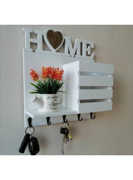 Intra απο ξύλο plywood 3mm-4mm πάχος - Κρεμάστρα κλειδιών με ράφι τοίχου και θήκη αλληλογραφίας Δίασταση 30x30 cm Intraeaxys-ro6y0d27