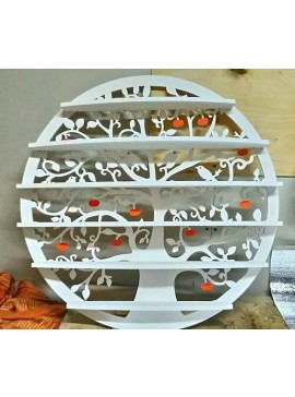 Intra απο ξύλο plywood 3mm-4mm πάχος - Δέντρο και πουλιά ραφιών στρογγυλού τοίχου Δίασταση 30x30 cm Intraeaxys-eo0qpn91