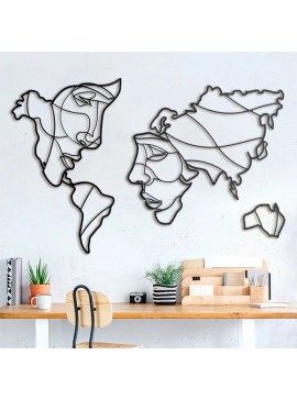 Intra απο ξύλο plywood 3mm-4mm πάχος - Faces Of The World Map Wall Art Δίασταση 30x30 cm Intraeaxys-p7ymexr7