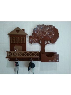 Intra απο ξύλο plywood 3mm-4mm πάχος - Διακοσμητική κλειδοθήκη για τοίχο Δίασταση 30x30 cm Intraeaxys-voqn0eo2