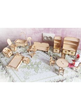 Intra απο ξύλο plywood 3mm-4mm πάχος - Έπιπλα κούκλας τρισδιάστατο παζλ Δίασταση 30x30 cm Intraeaxys-075gm0oz