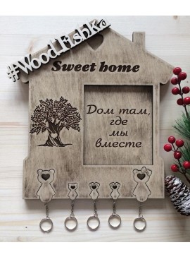 Intra απο ξύλο plywood 3mm-4mm πάχος - Επιτοίχια Ξύλινη κλειδοθήκη Δίασταση 30x30 cm Intraeaxys-6o3yxjp7