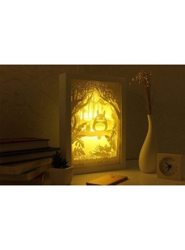 Intra απο ξύλο plywood 3mm-4mm πάχος - Λάμπα My Neighbor Totoro 3D Lightbox Δίασταση 30x30 cm Intraeaxys-eoxldrxo