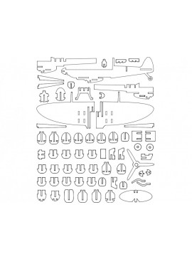 Intra απο ξύλο plywood 3mm-4mm πάχος - P301 Spiritfire (P301 Spitfire) Δίασταση 30x30 cm Intraeaxys-6o3lmron