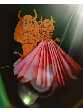 Intra απο ξύλο plywood 3mm-4mm πάχος - Πρωτοχρονιάτικη θήκη χαρτοπετσέτας ταύρου Δίασταση 30x30 cm Intraeaxys-ro6y3y37