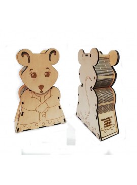 Intra απο ξύλο plywood 3mm-4mm πάχος - Ποντίκι Piggy Bank Δίασταση 30x30 cm Intraeaxys-91jdw981
