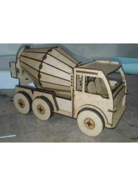 Intra απο ξύλο plywood 3mm-4mm πάχος - Τρισδιάστατο παζλ Cement Truck Δίασταση 30x30 cm Intraeaxys-e1gkrjdo