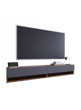 Έπιπλο τηλεόρασης επιτοίχιο Handra pakoworld ανθρακί-oak 180x31,5x29,5εκ 176-000003