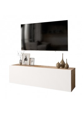 Έπιπλο τηλεόρασης επιτοίχιο Serit pakoworld λευκό-oak 100x31,5x29,5εκ 176-000006