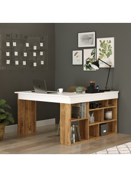 Γραφείο γωνιακό Nybo Intrahome λευκό-oak 120x129x72εκ INTRAPA-287111121