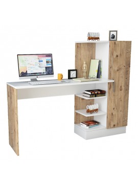 Γραφείο-ραφιέρα Kary pakoworld λευκό-oak 152,5x40x120εκ 176-000020
