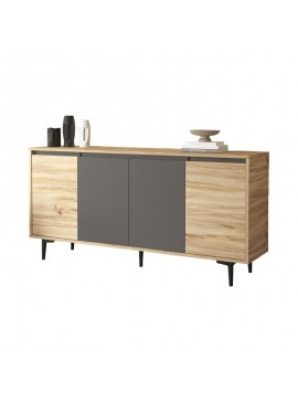 Μπουφές Augusta pakoworld oak-ανθρακί 160x40x78.5εκ 176-000036