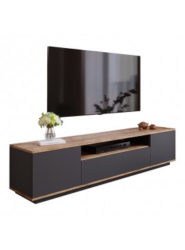 Έπιπλο τηλεόρασης Soren pakoworld sonoma-ανθρακί 180x.44.5x44.6εκ 176-000056