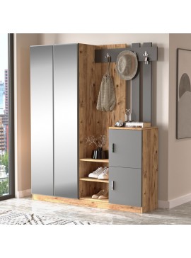 Έπιπλο εισόδου Seax Intrahome μελαμίνης ανθρακί-oak 147.5x35x180εκ INTRAPA-287111230