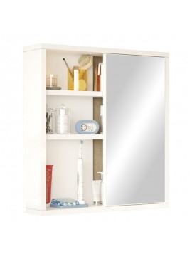 Ντουλάπι μπάνιου Bagno με καθρέπτη pakoworld σε λευκή απόχρωση 60x14.5x63.6εκ