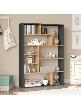 Intrahome Βιβλιοθήκη Decora Intrahome σε φυσική-ανθρακί απόχρωση 90x22x123.6εκ | SKU: INTRAPA-287111314