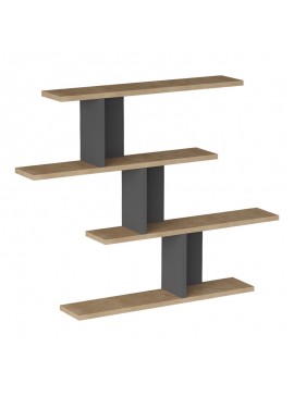 Ραφιέρα τοίχου Zaka pakoworld σε φυσική-ανθρακί απόχρωση 98.7x14.5x78εκ