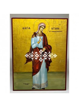 Εικόνα Ορθοδοξίας με περίγραμμα χρυσό σε ξύλο Φλαμουρίας  με  βάση Εικόνα Αγία Αγάθη Χειροποίητη Ελληνορθόδοξη , Κρεμαστή πλάκα βυζαντινής τέχνης, χριστιανική τέχνη Διάσταση 40x30 cm (15,8 x 11,8 ίντσες) INTRAEK-294670397