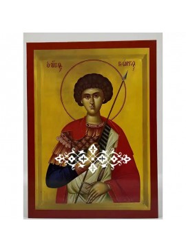 Εικόνα Ορθοδοξίας με περίγραμμα χρυσό σε ξύλο Φλαμουρίας  με  βάση Εικόνα Άγιος Γεώργιος Χειροποίητη Ελληνορθόδοξη , Κρεμαστή πλάκα βυζαντινής τέχνης, χριστιανική τέχνη Διάσταση 40x30 cm (15,8 x 11,8 ίντσες) INTRAEK-294670391