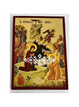 Εικόνα Ορθοδοξίας με περίγραμμα χρυσό σε ξύλο Φλαμουρίας  με  βάση Εικόνα Γέννηση του Χριστού Χειροποίητη Ελληνορθόδοξη , Κρεμαστή πλάκα βυζαντινής τέχνης, χριστιανική τέχνη Διάσταση 40x30 cm (15,8 x 11,8 ίντσες) INTRAEK-294670382