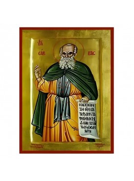 Εικόνα Ορθοδοξίας με περίγραμμα χρυσό σε ξύλο Φλαμουρίας  με  βάση Εικόνα Άγιος Σάββας Χειροποίητη Ελληνορθόδοξη , Κρεμαστή πλάκα βυζαντινής τέχνης, χριστιανική τέχνη Διάσταση 40x30 cm (15,8 x 11,8 ίντσες) INTRAEK-294670377