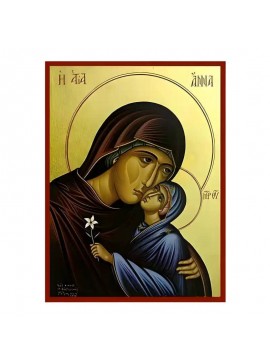 Εικόνα Ορθοδοξίας με περίγραμμα χρυσό σε ξύλο Φλαμουρίας  με  βάση Εικόνα Αγία Άννα με Παναγία Χειροποίητη Ελληνορθόδοξη , Κρεμαστή πλάκα βυζαντινής τέχνης, χριστιανική τέχνη Διάσταση 45x35 cm (17,7 x 13,8 ίντσες) INTRAEK-6294671363
