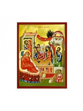 Εικόνα Ορθοδοξίας με περίγραμμα χρυσό σε ξύλο Φλαμουρίας  με  βάση Εικόνα Γέννηση της Θεοτόκου Χειροποίητη Ελληνορθόδοξη , Κρεμαστή πλάκα βυζαντινής τέχνης, χριστιανική τέχνη Διάσταση 45x35 cm (17,7 x 13,8 ίντσες) INTRAEK-6294671352