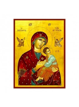 Εικόνα Ορθοδοξίας με περίγραμμα χρυσό σε ξύλο Φλαμουρίας  με  βάση Εικόνα Παναγία Βασίλισσα των Αγγέλων Χειροποίητη Ελληνορθόδοξη , Κρεμαστή πλάκα βυζαντινής τέχνης, χριστιανική τέχνη Διάσταση 45x35 cm (17,7 x 13,8 ίντσες) INTRAEK-6294671327