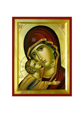 Εικόνα Ορθοδοξίας με περίγραμμα χρυσό σε ξύλο Φλαμουρίας  με  βάση Εικόνα Παναγία Γλυκοφιλούσα Χειροποίητη Ελληνορθόδοξη , Κρεμαστή πλάκα βυζαντινής τέχνης, χριστιανική τέχνη Διάσταση 45x35 cm (17,7 x 13,8 ίντσες) INTRAEK-6294671312