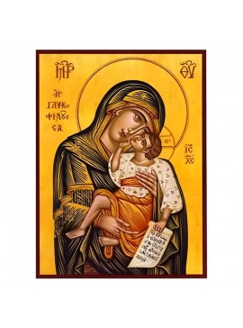 Εικόνα Ορθοδοξίας με περίγραμμα χρυσό σε ξύλο Φλαμουρίας  με  βάση Εικόνα Παναγία Γλυκοφιλούσα Χειροποίητη Ελληνορθόδοξη , Κρεμαστή πλάκα βυζαντινής τέχνης, χριστιανική τέχνη Διάσταση 45x35 cm (17,7 x 13,8 ίντσες) INTRAEK-6294671309