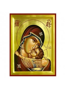 Εικόνα Ορθοδοξίας με περίγραμμα χρυσό σε ξύλο Φλαμουρίας  με  βάση Εικόνα Παναγία Γλυκοφιλούσα Χειροποίητη Ελληνορθόδοξη , Κρεμαστή πλάκα βυζαντινής τέχνης, χριστιανική τέχνη Διάσταση 45x35 cm (17,7 x 13,8 ίντσες) INTRAEK-6294671304