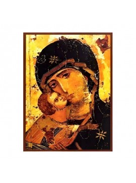 Εικόνα Ορθοδοξίας με περίγραμμα χρυσό σε ξύλο Φλαμουρίας  με  βάση Εικόνα Παναγία Γλυκοφιλούσα, Βλαδιμίρ Χειροποίητη Ελληνορθόδοξη , Κρεμαστή πλάκα βυζαντινής τέχνης, χριστιανική τέχνη Διάσταση 45x35 cm (17,7 x 13,8 ίντσες) INTRAEK-6294671301