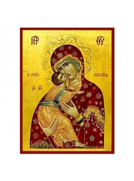 Εικόνα Ορθοδοξίας με περίγραμμα χρυσό σε ξύλο Φλαμουρίας  με  βάση Εικόνα Παναγία Γλυκοφιλούσα, Ψυχοσώστρια Χειροποίητη Ελληνορθόδοξη , Κρεμαστή πλάκα βυζαντινής τέχνης, χριστιανική τέχνη Διάσταση 45x35 cm (17,7 x 13,8 ίντσες) INTRAEK-6294671297