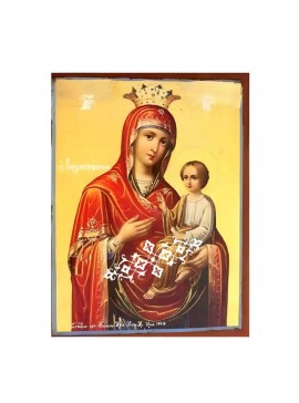 Εικόνα Ορθοδοξίας με περίγραμμα χρυσό σε ξύλο Φλαμουρίας  με  βάση Εικόνα Παναγία Γοργοϋπήκοος Χειροποίητη Ελληνορθόδοξη , Κρεμαστή πλάκα βυζαντινής τέχνης, χριστιανική τέχνη Διάσταση 45x35 cm (17,7 x 13,8 ίντσες) INTRAEK-6294671294