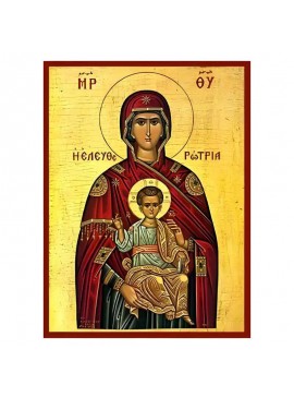 Εικόνα Ορθοδοξίας με περίγραμμα χρυσό σε ξύλο Φλαμουρίας  με  βάση Εικόνα Παναγία Ελευθερώτρια Χειροποίητη Ελληνορθόδοξη , Κρεμαστή πλάκα βυζαντινής τέχνης, χριστιανική τέχνη Διάσταση 45x35 cm (17,7 x 13,8 ίντσες) INTRAEK-6294671285