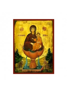 Εικόνα Ορθοδοξίας με περίγραμμα χρυσό σε ξύλο Φλαμουρίας  με  βάση Εικόνα Παναγία Ζωοδόχος Πηγή Χειροποίητη Ελληνορθόδοξη , Κρεμαστή πλάκα βυζαντινής τέχνης, χριστιανική τέχνη Διάσταση 45x35 cm (17,7 x 13,8 ίντσες) INTRAEK-6294671282