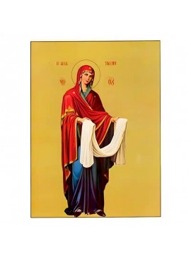 Εικόνα Ορθοδοξίας με περίγραμμα χρυσό σε ξύλο Φλαμουρίας  με  βάση Εικόνα Παναγία η Αγία Σκέπη Χειροποίητη Ελληνορθόδοξη , Κρεμαστή πλάκα βυζαντινής τέχνης, χριστιανική τέχνη Διάσταση 45x35 cm (17,7 x 13,8 ίντσες) INTRAEK-6294671276