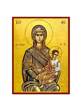 Εικόνα Ορθοδοξίας με περίγραμμα χρυσό σε ξύλο Φλαμουρίας  με  βάση Εικόνα Παναγία η Αγία Σκέπη Χειροποίητη Ελληνορθόδοξη , Κρεμαστή πλάκα βυζαντινής τέχνης, χριστιανική τέχνη Διάσταση 45x35 cm (17,7 x 13,8 ίντσες) INTRAEK-6294671275