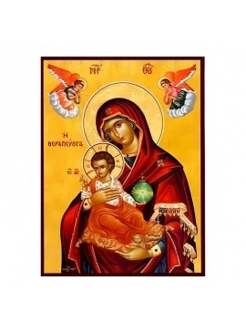 Εικόνα Ορθοδοξίας με περίγραμμα χρυσό σε ξύλο Φλαμουρίας  με  βάση Εικόνα Παναγία Θεραπεύουσα Χειροποίητη Ελληνορθόδοξη , Κρεμαστή πλάκα βυζαντινής τέχνης, χριστιανική τέχνη Διάσταση 45x35 cm (17,7 x 13,8 ίντσες) INTRAEK-6294671270