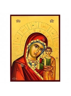 Εικόνα Ορθοδοξίας με περίγραμμα χρυσό σε ξύλο Φλαμουρίας  με  βάση Εικόνα Παναγία Καζάν Χειροποίητη Ελληνορθόδοξη , Κρεμαστή πλάκα βυζαντινής τέχνης, χριστιανική τέχνη Διάσταση 45x35 cm (17,7 x 13,8 ίντσες) INTRAEK-6294671267