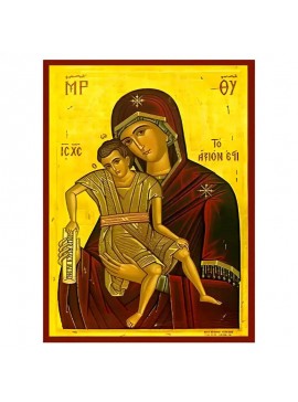 Εικόνα Ορθοδοξίας με περίγραμμα χρυσό σε ξύλο Φλαμουρίας  με  βάση Εικόνα Παναγία με Χριστό, Άξιον Εστί Χειροποίητη Ελληνορθόδοξη , Κρεμαστή πλάκα βυζαντινής τέχνης, χριστιανική τέχνη Διάσταση 45x35 cm (17,7 x 13,8 ίντσες) INTRAEK-6294671262