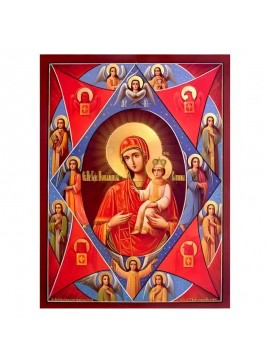 Εικόνα Ορθοδοξίας με περίγραμμα χρυσό σε ξύλο Φλαμουρίας  με  βάση Εικόνα Παναγία με Χριστό, η Βάτος Χειροποίητη Ελληνορθόδοξη , Κρεμαστή πλάκα βυζαντινής τέχνης, χριστιανική τέχνη Διάσταση 45x35 cm (17,7 x 13,8 ίντσες) INTRAEK-6294671260